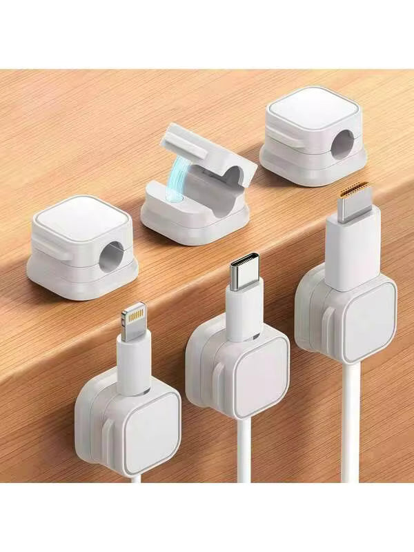 6/3/1pcs Magnetic Cable Organizer - Black & White Cable Clips, Compact & Durable, Suitable For Desk/Wall Mount, Can Store Phone Cables, Chargers, Ideal For Tech Enthusiasts & Students, Includes Holder & Clips, No Drilling Needed, Universal Fit