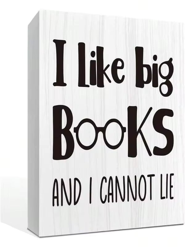 2D Flat Book-Themed "I Love Big Books" Wall Decoration - Artificial Bookshelf Sign, Librarian Gift And Book Lover's Gift, 5x5 Inch Library Desktop Decoration With Bookworm Design, Bookshelf Decoration Suitable For Readers And Book Collectors, 2D Flat
