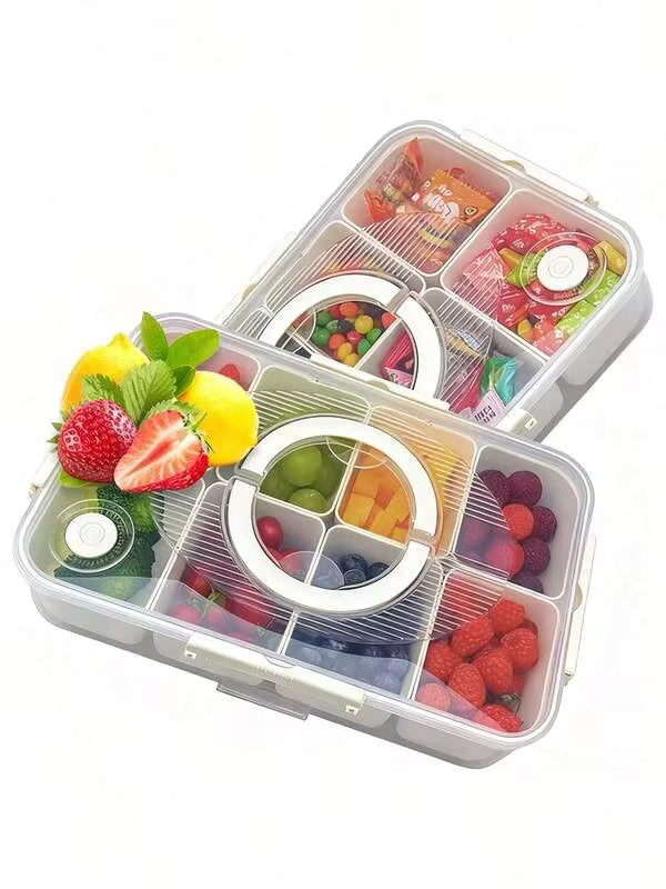 2Pcs Divided Serving Tray With Lid And Handle Divided Snack Box,Portable Snackle Box Snack Containers For Charcuterie, Party,Veggies, Snack, Fruit, Nuts, Candy, Chip, Entertaining, Picnic